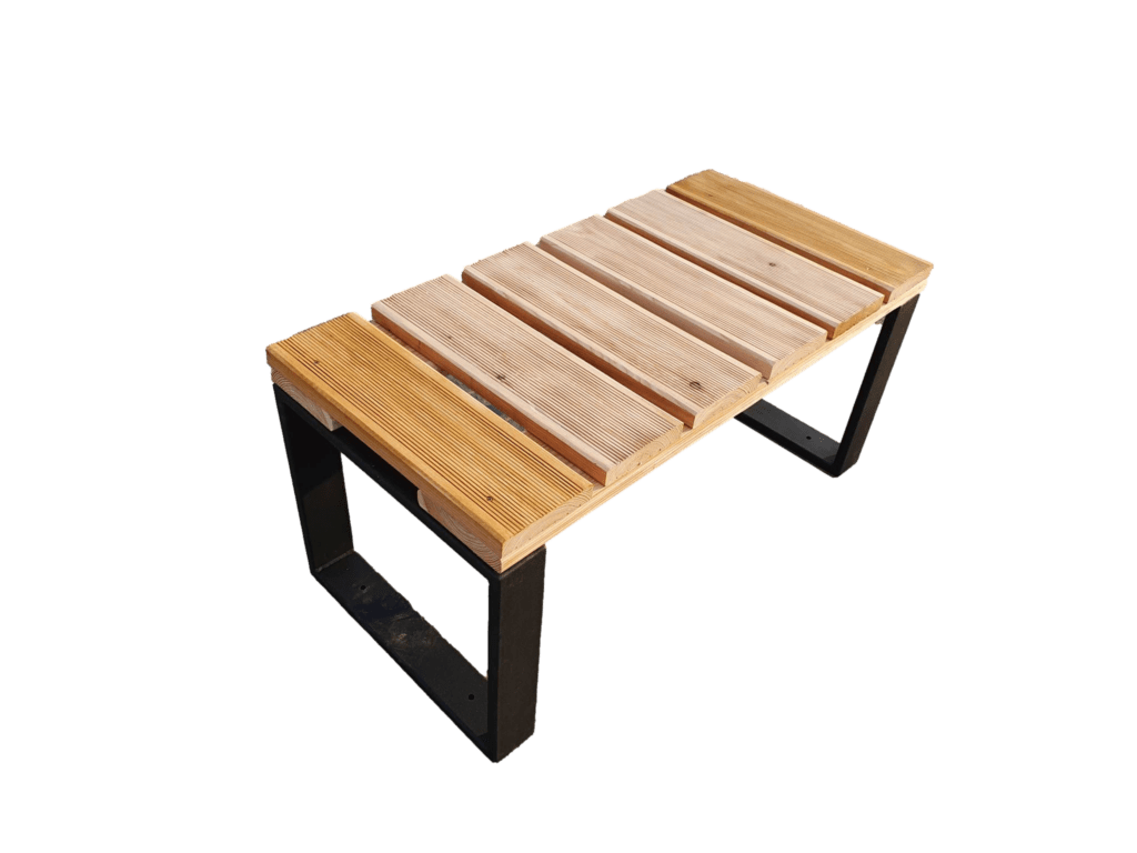 nowoczesna drewniana ławka na balkon - impregnowane drewno
